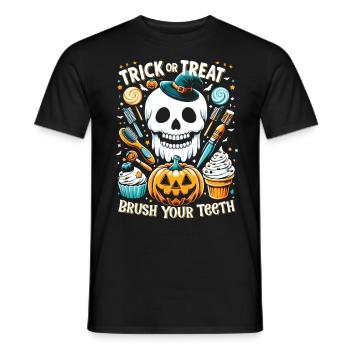 Halloween Costume Kids TRICK OR TREAT BRUSH YOUR - Men's T-Shirt - black - Front - AI Model Male 178 light (178cm)