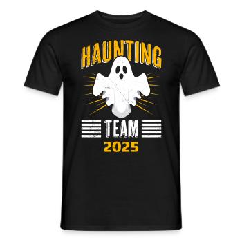 Halloween Kostüm Kinder HAUNTING TEAM 2025 - Männer T-Shirt - Schwarz - Vorne - AI Model Male 178 light (178cm)