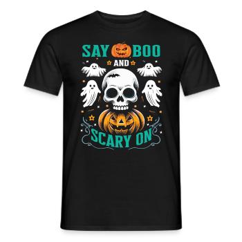 Fête d’Halloween Enfants SAY BOO SCARY ON Funny - T-shirt homme - noir - Devant - AI Model Male 178 light (178cm)