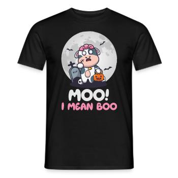 Halloween Party MOO! I MEAN BOO Funny Zombie - Men's T-Shirt - black - Front - AI Model Male 178 light (178cm)