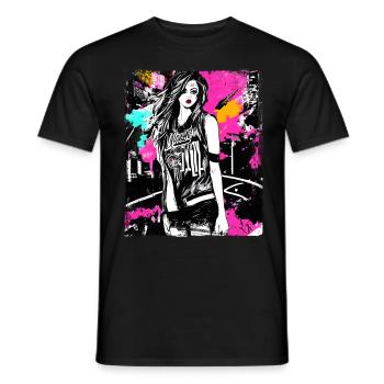 Art audacieux de la mode de rue - T-shirt homme - noir - Devant - AI Model Male 178 light (178cm)