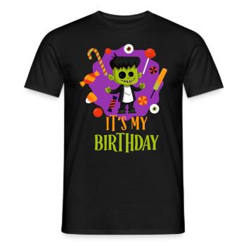 Fête d’Halloween Geburtstag C’EST MON ANNIVERSAIRE Zombie - T-shirt homme - noir - Devant - AI Model Male 178 light (178cm)