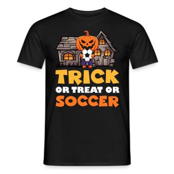 Halloween TRICK OR TREAT OR SOCCER Soccer Player - Men's T-Shirt - black - Front - AI Model Male 178 light (178cm)