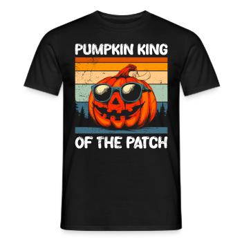 Halloween Costume PUMPKIN KING OF THE PATCH - Men's T-Shirt - black - Front - AI Model Male 178 light (178cm)