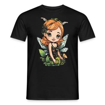 Blühende Waldfee – Süßer Naturgeist - Männer T-Shirt - Schwarz - Vorne - AI Model Male 178 light (178cm)