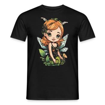 Blühende Waldfee – ein bezaubernder Naturgeist - Männer T-Shirt - Schwarz - Vorne - AI Model Male 178 light (178cm)