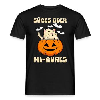 Halloween Costume Cat Fan SWEET OR MI-AURES - Men's T-Shirt - black - Front - AI Model Male 178 light (178cm)