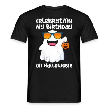Fête d’Halloween JE FÊTE MON ANNIVERSAIRE - T-shirt homme - noir - Devant - AI Model Male 178 light (178cm)