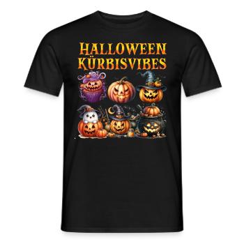 Halloween Kostüm HALLOWEEN KÜRBIS VIBES Lustig - Männer T-Shirt - Schwarz - Vorne - AI Model Male 178 light (178cm)