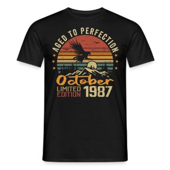 Vintage October 1987 - Retro October 1987 Gift - Men's T-Shirt - black - Front - AI Model Male 178 light (178cm)