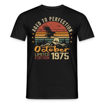 Vintage October 1975 - October 1975 Retro Gift - Men's T-Shirt - black - Front - AI Model Male 178 light (178cm)