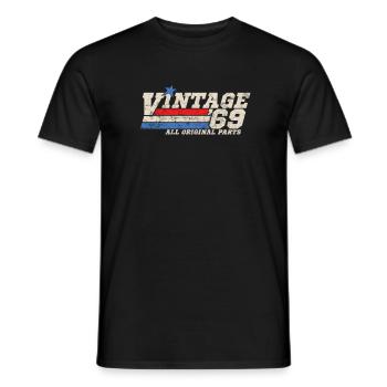 1969 Anniversaire Vintage Toutes les pièces d’origine Non II - T-shirt homme - noir - Devant - AI Model Male 178 light (178cm)