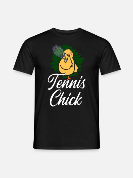Funny Tennis Player Racket Chicken - Men's T-Shirt - black