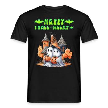 HAPPY HALLOWEEN FRÖHLICHES SPUKEN Lustiges - Männer T-Shirt - Schwarz - Vorne - AI Model Male 178 light (178cm)