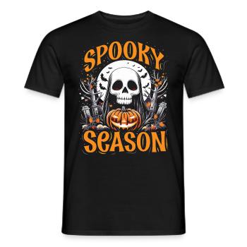 Halloween Costume Kids SPOOKY SEASON FAN Funny - Men's T-Shirt - black - Front - AI Model Male 178 light (178cm)