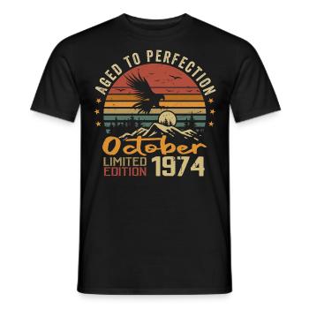 Jahrgang Oktober 1974 - Oktober 1974 Retro Geschenk - Männer T-Shirt - Schwarz - Vorne - AI Model Male 178 light (178cm)