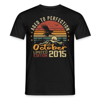 Vintage Octobre 2015 - Cadeau Rétro Octobre 2015 - T-shirt homme - noir - Devant - AI Model Male 178 light (178cm)