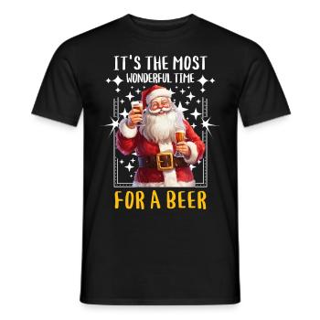 Christmas Beer Drinking Alcohol Santa Claus - Men's T-Shirt - black - Front - AI Model Male 178 light (178cm)