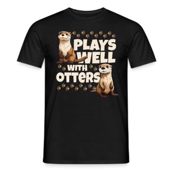 Spielt gut mit Ottern Niedliches Tier - Männer T-Shirt - Schwarz - Vorne - AI Model Male 178 light (178cm)