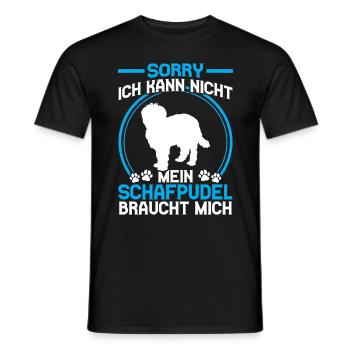 Sheep Poodle Needs Me Old German Herding Dog - Men's T-Shirt - black - Front - AI Model Male 178 light (178cm)