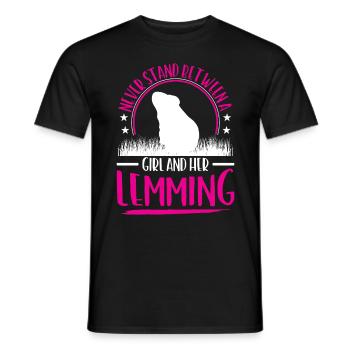 Lemming Vole Girl with Lemming - Men's T-Shirt - black - Front - AI Model Male 178 light (178cm)