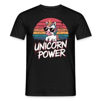 Unicorn Power – Magical Unicorn Design - Men's T-Shirt - black - Front - AI Model Male 178 light (178cm)