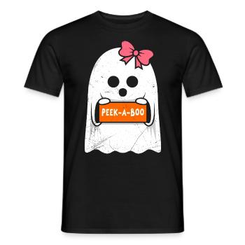Halloween Costume Kids PEAK A BOO Funny - Men's T-Shirt - black - Front - AI Model Male 178 light (178cm)