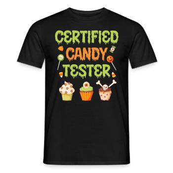 Halloween Costume CERTIFIED CANDY TESTER Halloween - T-shirt homme - noir - Devant - AI Model Male 178 light (178cm)