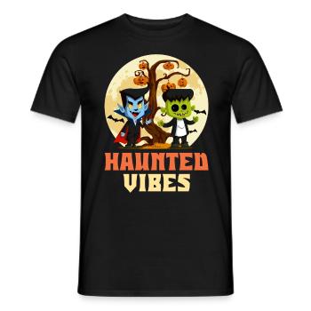 Halloween Kinder HAUNTED VIBES Lustiges Party - Männer T-Shirt - Schwarz - Vorne - AI Model Male 178 light (178cm)