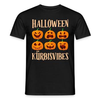 HALLOWEEN PUMPKIN VIBES Funny Halloween - Men's T-Shirt - black - Front - AI Model Male 178 light (178cm)