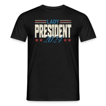 Dame Présidente 2024 : Kamala Harris pour le Progrès - T-shirt homme - noir - Devant - AI Model Male 178 light (178cm)