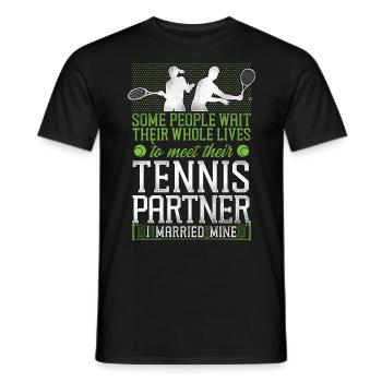 Funny Tennis Player Racket Husband - Men's T-Shirt - black - Front - AI Model Male 178 light (178cm)