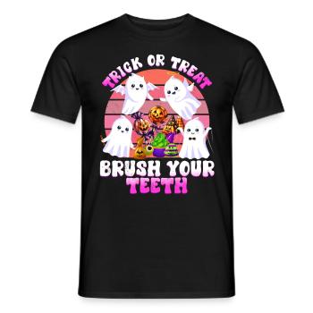 Fête d’Halloween TRICK OR TREAT BROSSEZ-VOUS LES DENTS - T-shirt homme - noir - Devant - AI Model Male 178 light (178cm)