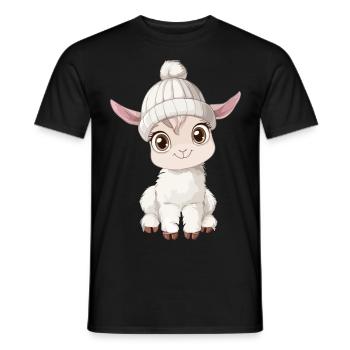 Llama Cute Cute Baby Kids Animal Alpaca Cartoon - Men's T-Shirt - black - Front - AI Model Male 178 light (178cm)