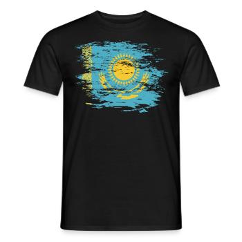 Drapeau du Kazakhstan utilisé - T-shirt homme - noir - Devant - AI Model Male 178 light (178cm)