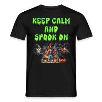 Costume d’Halloween Enfants KEEP CALM AND SPOOK ON - T-shirt homme - noir - Devant - AI Model Male 178 light (178cm)