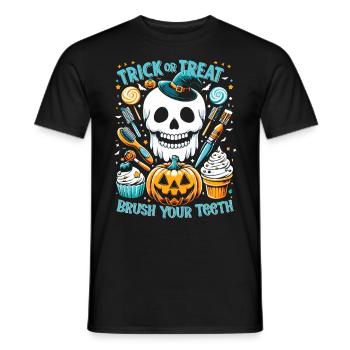 Halloween Costume Kids TRICK OR TREAT BRUSH YOUR - Men's T-Shirt - black - Front - AI Model Male 178 light (178cm)