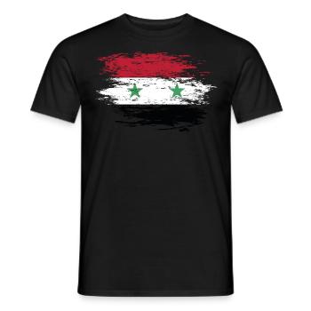 Drapeau de la Syrie utilisé - T-shirt homme - noir - Devant - AI Model Male 178 light (178cm)