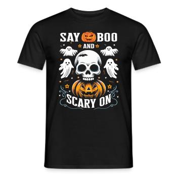 Fête d’Halloween Enfants SAY BOO SCARY ON Funny - T-shirt homme - noir - Devant - AI Model Male 178 light (178cm)