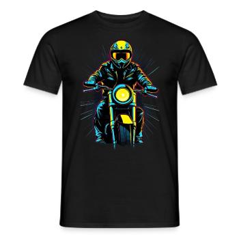 Neon-Motorradfahrer - Männer T-Shirt - Schwarz - Vorne - AI Model Male 178 light (178cm)