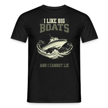I love big Boats - Funny Captain Vintage Design - Men's T-Shirt - black - Front - AI Model Male 178 light (178cm)