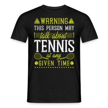 Avertissement de raquette de joueur de tennis drôle - T-shirt homme - noir - Devant - AI Model Male 178 light (178cm)
