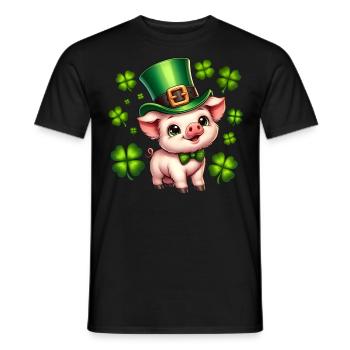 Cochon chanceux Réveillon du Nouvel An Trèfle - T-shirt homme - noir - Devant - AI Model Male 178 light (178cm)