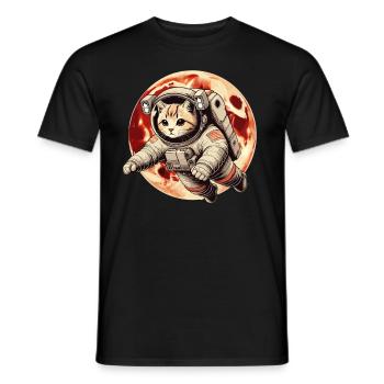 Katze, Weltraum, Astronaut, Weltall, Kawaii - Männer T-Shirt - Schwarz - Vorne - AI Model Male 178 light (178cm)