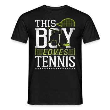 Funny Tennis Player Racket Boy - Männer T-Shirt - Schwarz - Vorne - AI Model Male 178 light (178cm)