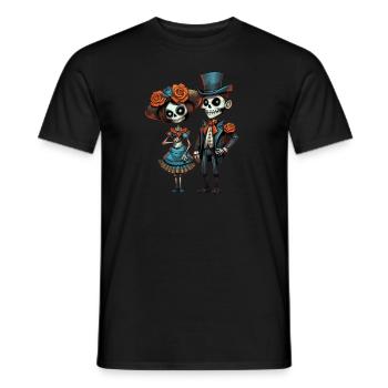 Victorian Style Skeleton Couple Day of the Dead - Men's T-Shirt - black - Front - AI Model Male 178 light (178cm)