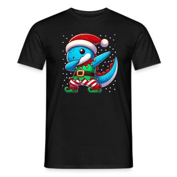 Christmas Dinosaur Elf Funny Dinosaur Lover Dino - Men's T-Shirt - black - Front - AI Model Male 178 light (178cm)