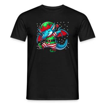 Elfe Dragon de Noël Amoureux du Dragon Drôle - T-shirt homme - noir - Devant - AI Model Male 178 light (178cm)