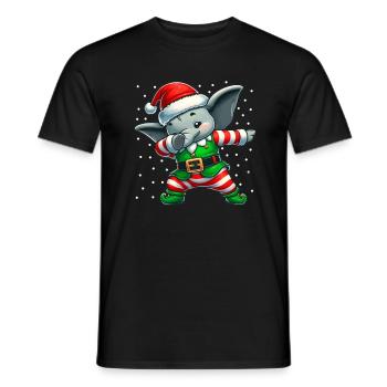 Christmas Elephant Elf Funny Elephant Lover - Men's T-Shirt - black - Front - AI Model Male 178 light (178cm)