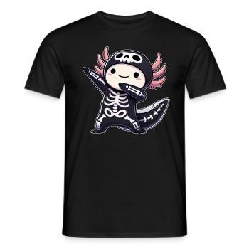 Halloween Skeleton Cute Axolotl Men - Men's T-Shirt - black - Front - AI Model Male 178 light (178cm)